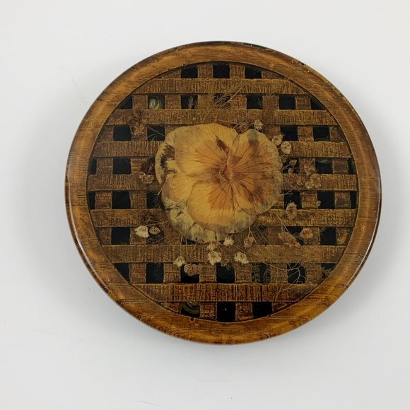 Set of 5 Vintage "Design Gifts International" Resin "Dried Flowers" Trivets. VG! - Picture 4 of 13